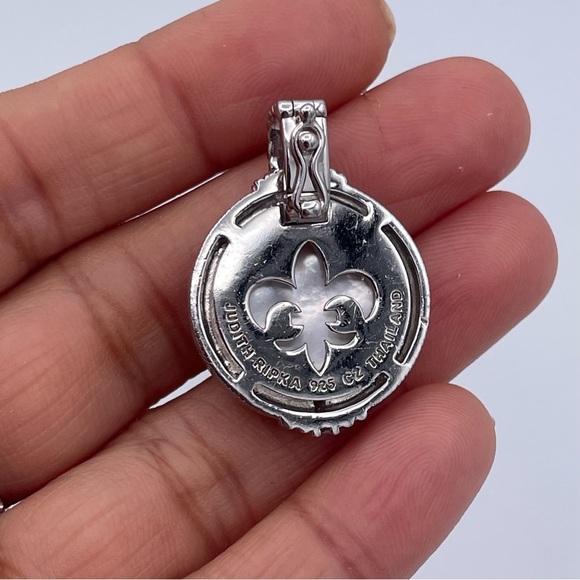 Judith Ripka Mother of Pearl 925 Sterling Silver Enhancer Pendant E Monogram - Picture 3 of 8